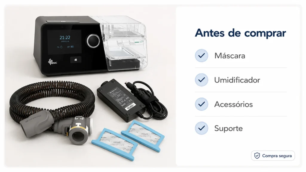 Checklist do que avaliar antes de comprar um CPAP com aparelho e acessórios reais